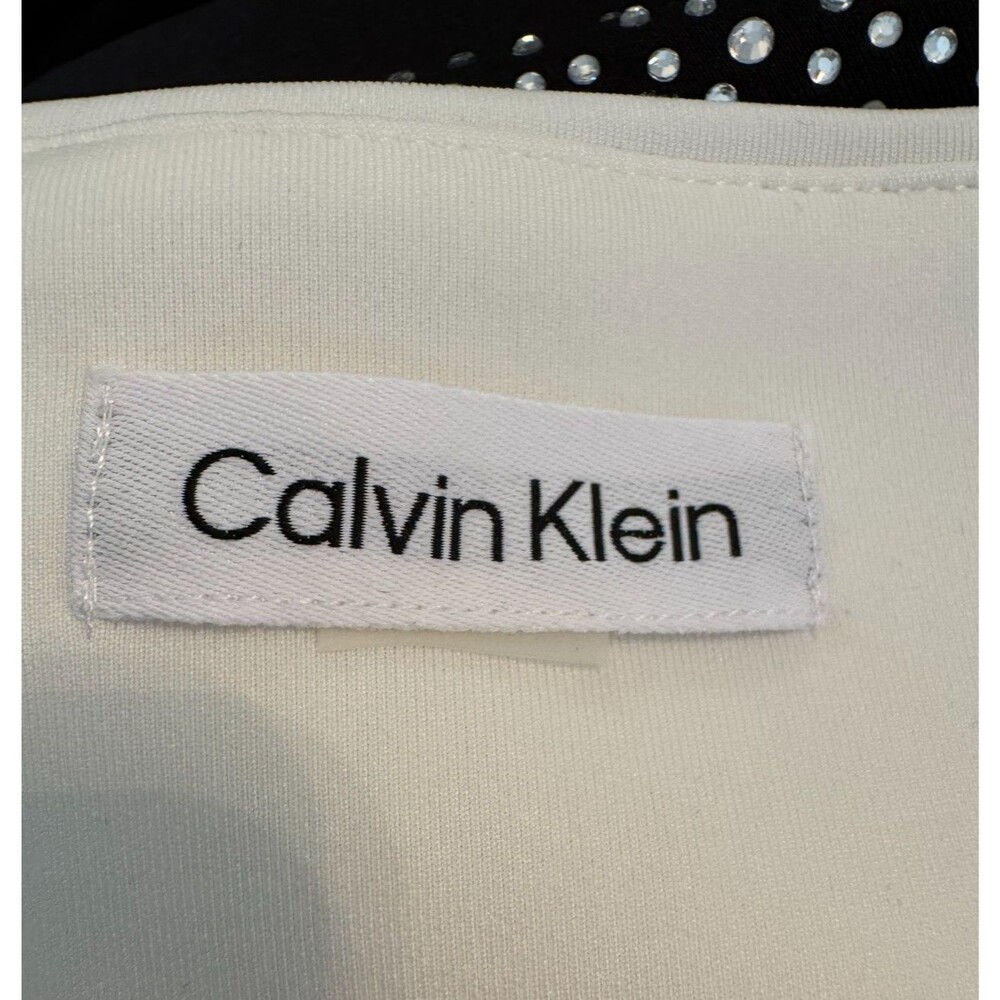 Calvin Klein Crystal Black White Sheath Dress Knee Length Sleeveless NWT Sz 14 - Picture 6 of 11